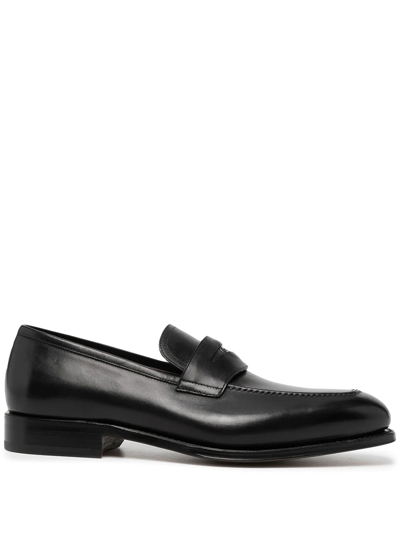 Ferragamo Tramezza Leather Penny Loafers In Black