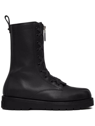 Valentino Garavani Xcombat Combat Boot In Calfskin 40mm In Nero