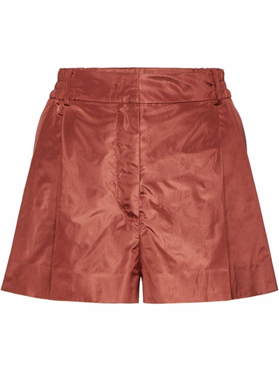 Valentino Pressed-crease Tailored Shorts In Brown