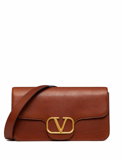 Valentino Garavani Vlogo Leather Convertible Crossbody Bag In Maroon