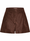 Valentino High Rise Silk Taffeta Mini Shorts In Brown