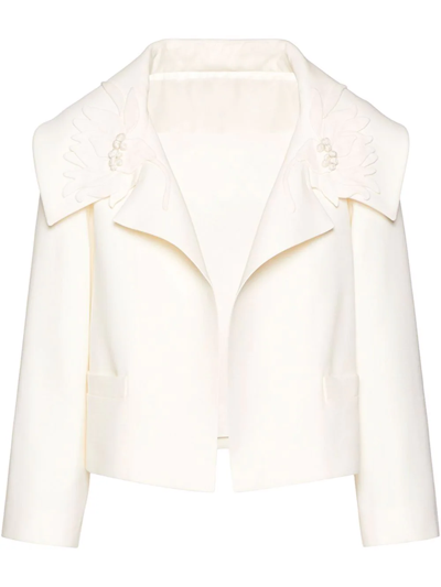Valentino 3d-detail Single-breasted Coat In White