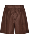 Valentino Washed Si Lk Taffeta` Shorts, Regular Fit, 2 Welt Pockets, 2 Side Pockets, Waist Band, B.w. 37,5 Cm In Brown