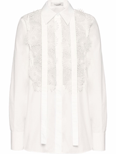 Valentino Appliqué-detail Long-sleeve Shirt In White