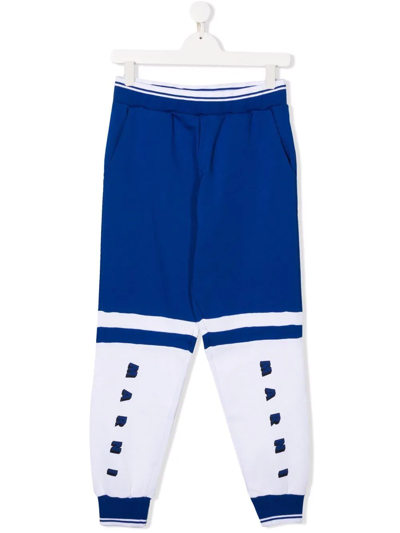 Marni Kids' Colour-blocked Branded Sweatpants Surf Bluette