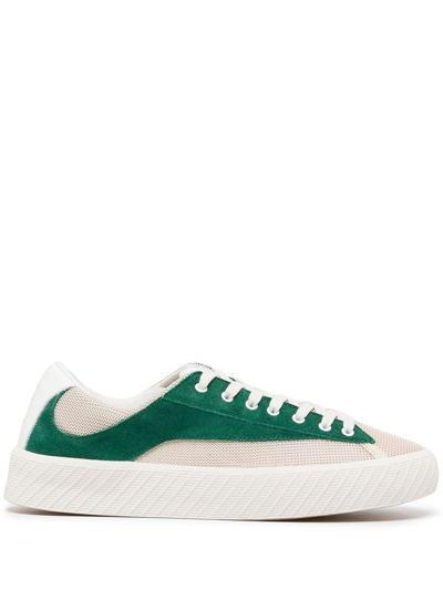 By Far Rodina Suede And Woven Sneakers In White And Forest