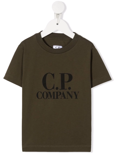 C.p. Company Kids' Logo Crew-neck T-shirt In Green