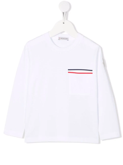 Moncler Kids' Long Sleeve T-shirt In White