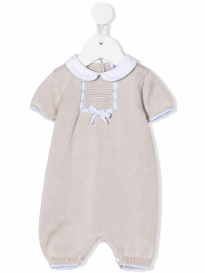 Siola Babies' Bow-detail Knitted Romper In Beige