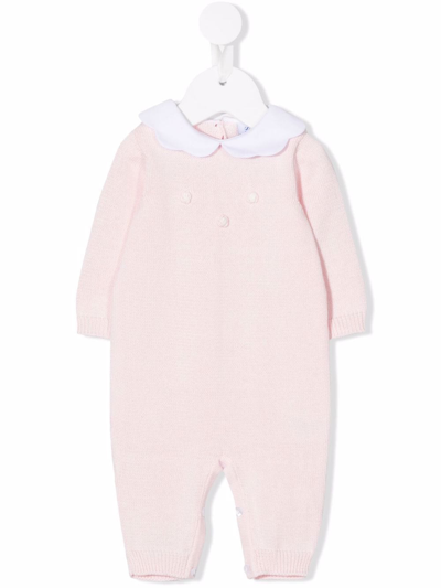 Siola Babies' Rose-detail Knitted Pyjamas In Pink