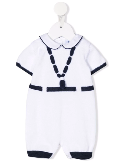 Siola Babies' Knitted Two-tone Cotton Romper In White