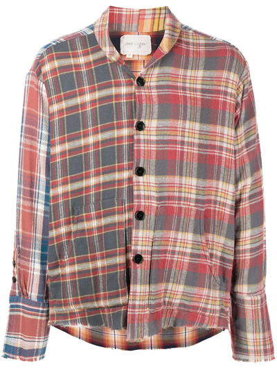 Greg Lauren Plaid-check Panelled Shirt In Neutral