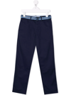 Polo Ralph Lauren Kids Boys Blue Cotton Trousers With Belt In Blue
