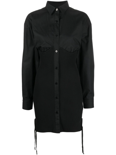 Andreädamo Black Corset-style Shirt Dress In Nero