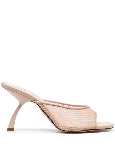 Piferi Mesh Vegan Leather Sculptural-heel Mules In Neutral