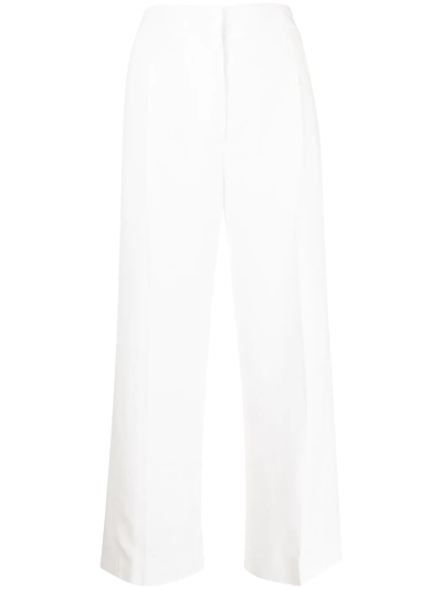 Jil Sander Cropped Wide-leg Trousers In White