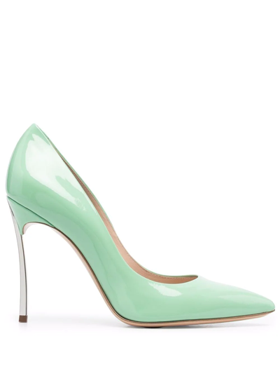 Casadei Blade 110mm Leather Pumps In Green