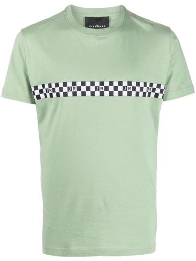 John Richmond Checkerboard Logo-print T-shirt In Green