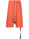 Rick Owens Drkshdw Drawstring-waist Cotton Drop-crotch Shorts In Orange
