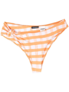 Jacquemus Women's Vichy Gingham Bikini Bottom In Orange,blue