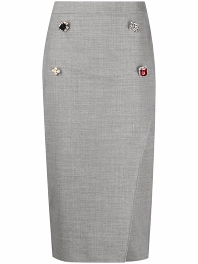 Vetements Gem-embellished Fitted Skirt In Grey