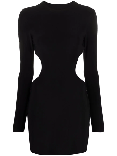 Norma Kamali Cut-out Long-sleeve Minidress In Black