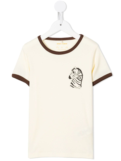 Mini Rodini Babies' Zebra-print Short-sleeve T-shirt In White