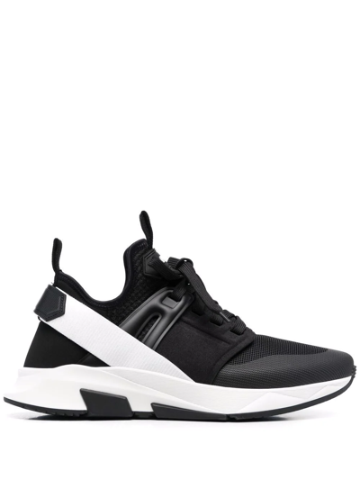 Tom Ford Jago Logo-patch Leather And Shell Low-top Trainers In Black