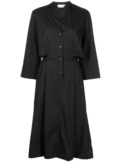 Agnona Three-quarter Midi Shirt Dress In Black
