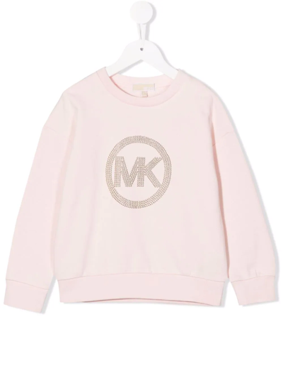 Michael Kors Teen Studded-logo Sweatshirt In Pink