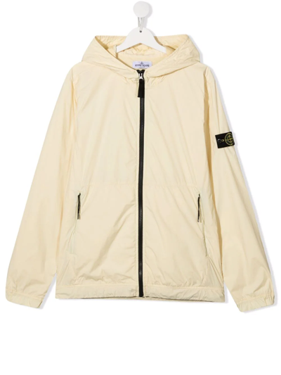 Stone Island Junior Teen Logo-patch Hooded Jacket In Yellow