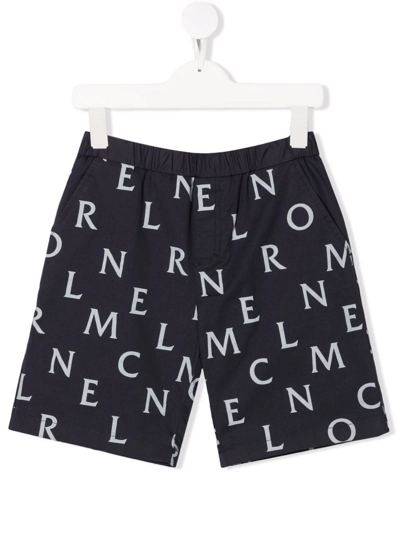 Moncler Kids' Brand-print Stretch-cotton Shorts 8-14 Years In Navy