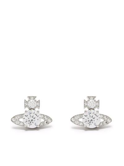 Vivienne Westwood Orb-plaque Crystal-embellished Earrings In Silver