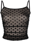 Misbhv Mesh Monogram Draped Top In Black