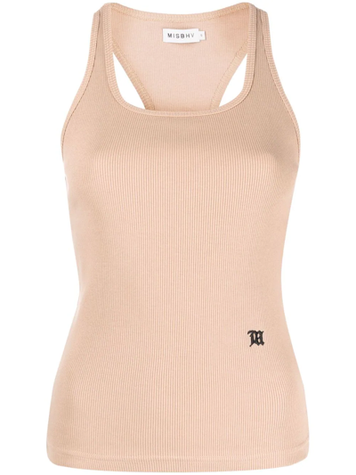 Misbhv Logo-embroidered Tank Top In Neutrals