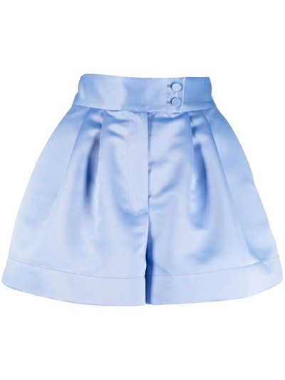 Styland High-waisted Pleated Shorts In Blue