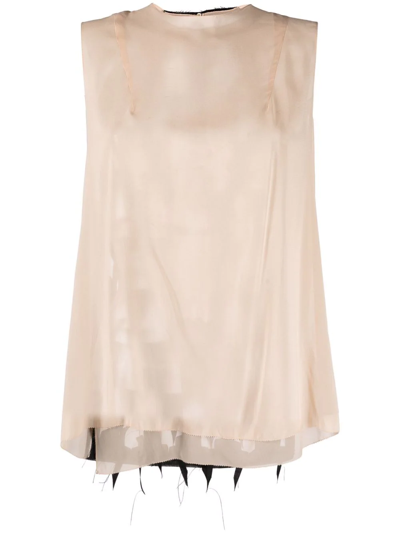 Maison Margiela Cut-out Detail Sleeveless Blouse In Neutrals