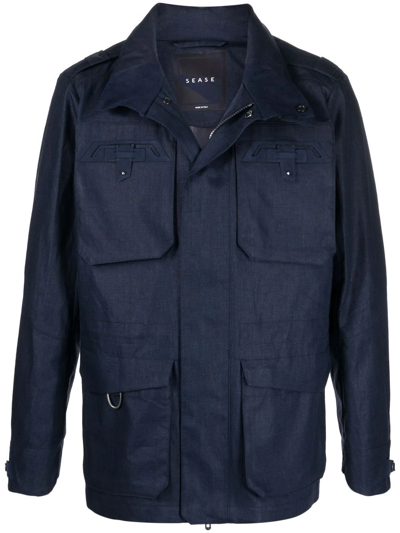 Sease Endurance Linen Field Jacket In Blue