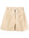 Twinset Cotton And Linen Shorts In Neutrals