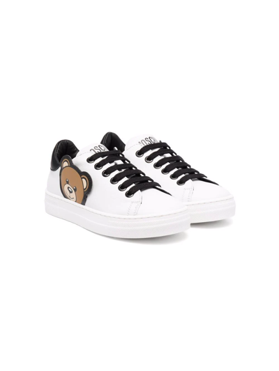 Moschino Kids' Toy Bear Detail Sneakers In White
