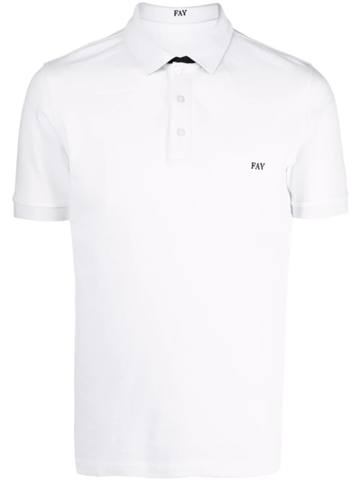 Fay Regular Fit Logo Embroidered Polo Shirt In White