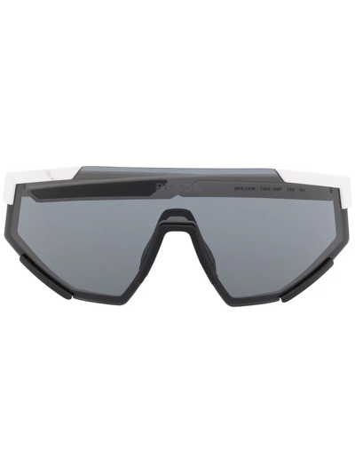 Prada Shield-frame Oversize Sunglasses In White