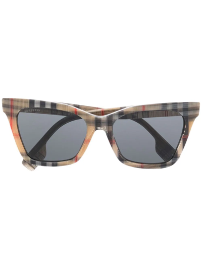 Burberry Eyewear Vintage-check Cat-eye Sunglasses In Neutrals