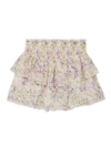 Katiej Nyc Kids' Girl's Brooke Tiered Ruffle Skirt In Neutral Floral