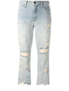 ALEXANDER WANG DISTRESSED CROPPED JEANS,413701911752302