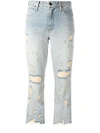 Alexander Wang Grind Cropped Distressed High-rise Bootcut Jeans