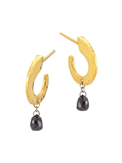 Gurhan Dew Diamond 18k Yellow Gold, 24k Yellow Gold, Sterling Silver, & Diamond Drop Earrings