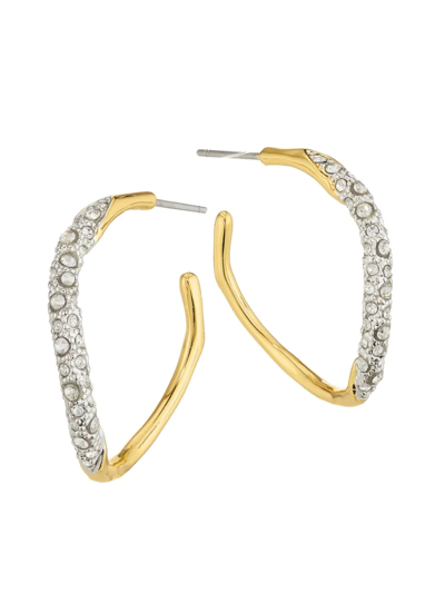 Alexis Bittar Women's Medium 14k Goldplated & Rhodium-plated Crystal Pavé Hoop Earrings In Multi