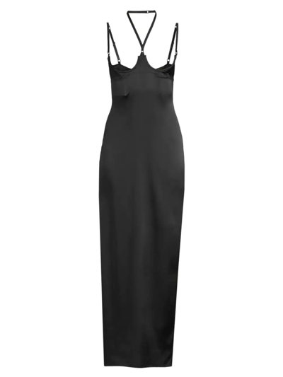 Kiki De Montparnasse Welcome Home Maxi Slip Dress In Black