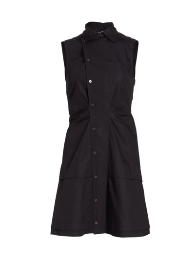 Derek Lam 10 Crosby Satina Tiered Sleeveless Shirtdress In Black